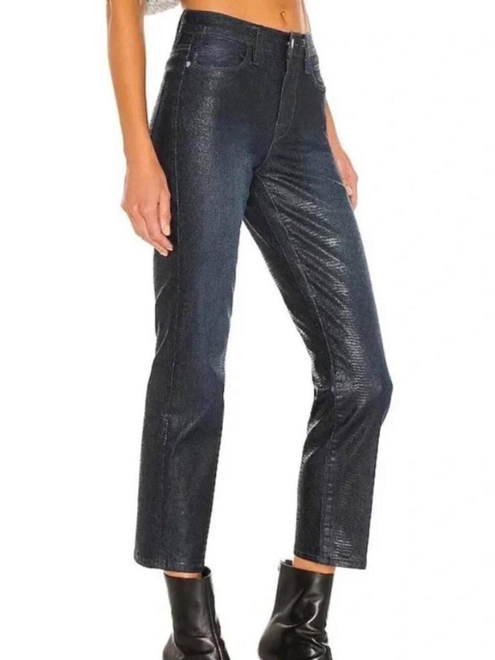 Frame Denim Le High Straight Lizard Coated Indigo Size 29
